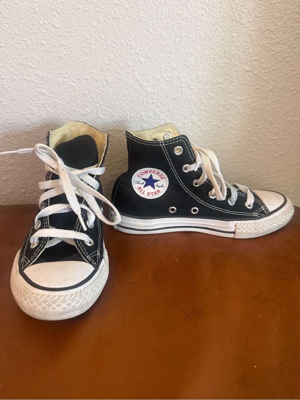 Converse Kids Black High Top Sneakers with White Accents